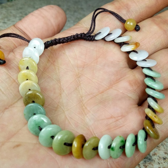 Certified Natural Grade A Jade Jadeite Hand-Knitting Bead Circle Beads Bracelet - Picture 4 of 7